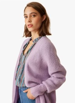 FLORENCE - Halflang Vest Met Ribbelpatroontje | Violet -Wilson.NL 3985118