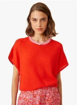 FLAVIO - Trui Van Alpacawol Met Ronde Hals | Rood