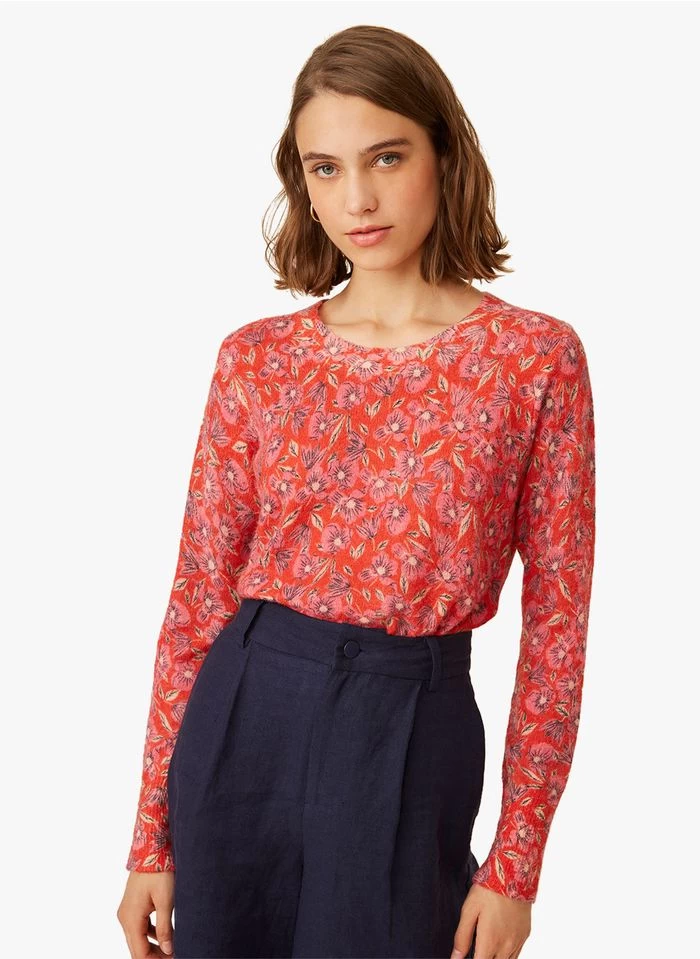 FLAMINGO - Trui Van Alpacamix Met Ronde Hals En Print | Rood 7 FLAMINGO - Trui Van Alpacamix Met Ronde Hals En Print | Rood - Image 5