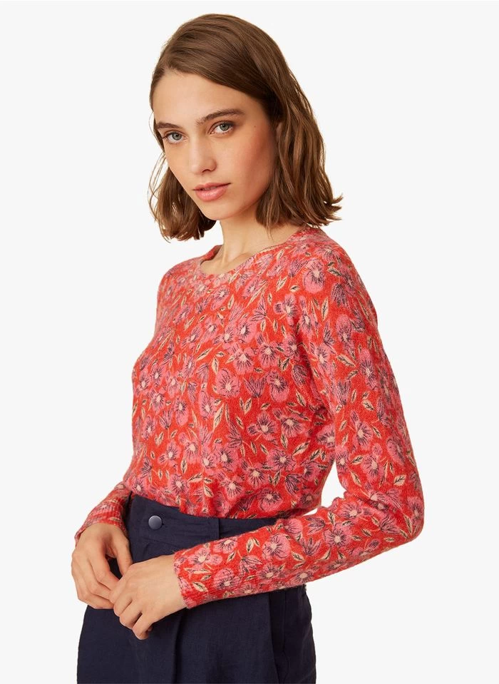 FLAMINGO - Trui Van Alpacamix Met Ronde Hals En Print | Rood 4 FLAMINGO - Trui Van Alpacamix Met Ronde Hals En Print | Rood - Image 2