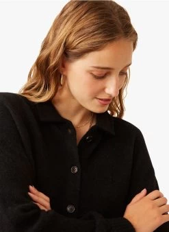 FAULIE - Vest Met Knopen Wolblend | Zwart -Wilson.NL 3985159