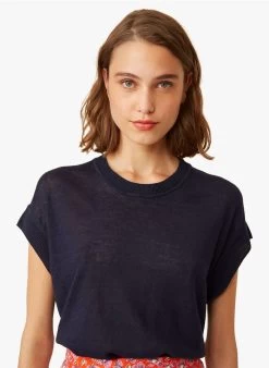 FELINI - Linnen Trui Met Ronde Hals | Blauw