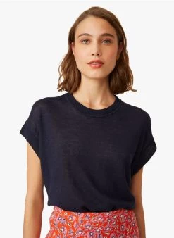 FELINI - Linnen Trui Met Ronde Hals | Blauw -Wilson.NL 3985164