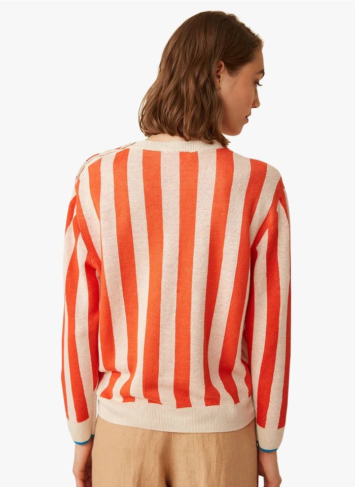 FELIXIA - Linnen Trui Met Ronde Hals En Strepen | Gestreepte 4 FELIXIA - Linnen Trui Met Ronde Hals En Strepen | Gestreepte - Image 2