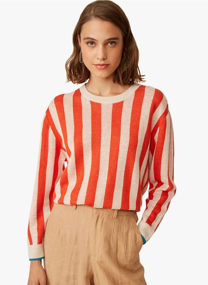 FELIXIA - Linnen Trui Met Ronde Hals En Strepen | Gestreepte 8 FELIXIA - Linnen Trui Met Ronde Hals En Strepen | Gestreepte - Image 6