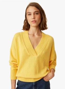 FREDDY - Trui Met V-hals Katoenblend | Geel -Wilson.NL 3985178