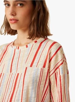 IDA - Gestreept, Linnen T-shirt Met Ronde Hals | Veelkleurig -Wilson.NL 3985186