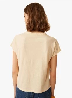 IANAELLE - T-shirt Met Zeefdruk Linnen/katoenblend | Beige -Wilson.NL 3985191