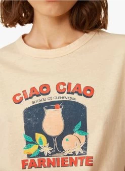 IANAELLE - T-shirt Met Zeefdruk Linnen/katoenblend | Beige -Wilson.NL 3985193