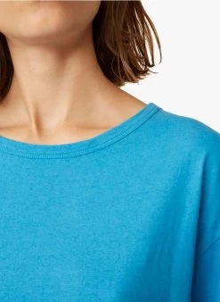 IANIS - T-shirt Met Ronde Hals Linnen/katoenblend | Blauw -Wilson.NL 3985199