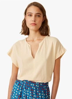 IANTO - Blouse Met Tuniekhals Linnen/katoenblend | Beige -Wilson.NL 3985201