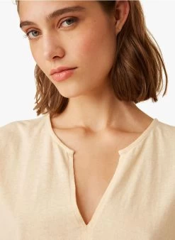 IANTO - Blouse Met Tuniekhals Linnen/katoenblend | Beige -Wilson.NL 3985203