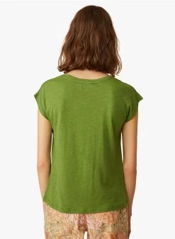 IRIS - Recht T-shirt Met V-hals Katoenblend | Groen -Wilson.NL 3985204