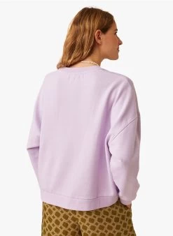 IVYNA - Sweater Van Katoenmix Met Ronde Hals En Print | Violet -Wilson.NL 3985212