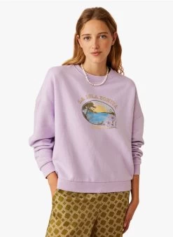 IVYNA - Sweater Van Katoenmix Met Ronde Hals En Print | Violet -Wilson.NL 3985213