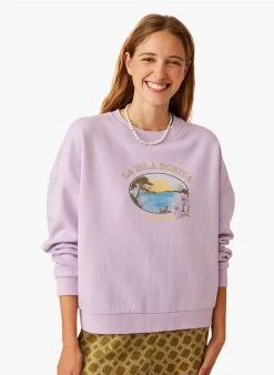 IVYNA - Sweater Van Katoenmix Met Ronde Hals En Print | Violet