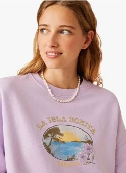 IVYNA - Sweater Van Katoenmix Met Ronde Hals En Print | Violet -Wilson.NL 3985215