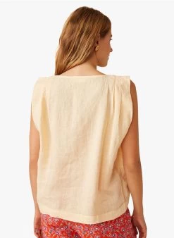 ELI - Linnen Blouse Met Ronde Hals | Beige -Wilson.NL 3985223