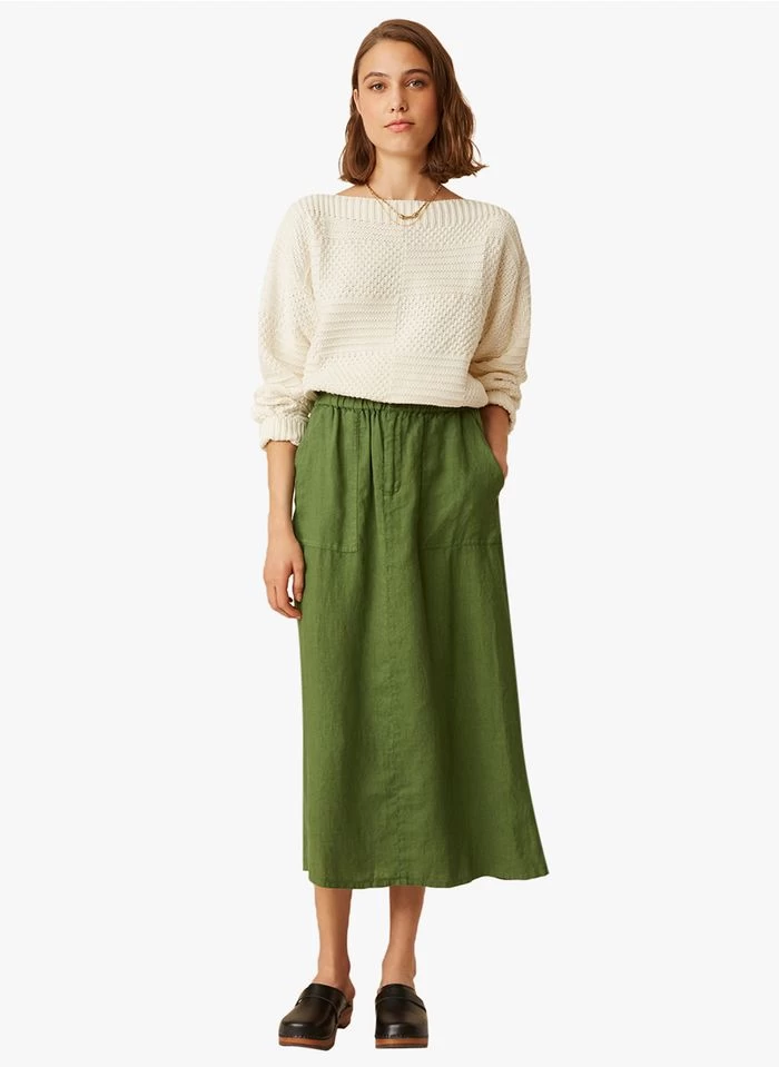 ELIO - Lange, Linnen Rok | Groen 6 ELIO - Lange, Linnen Rok | Groen - Image 4