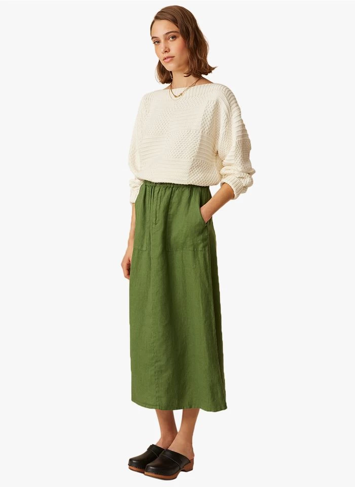 ELIO - Lange, Linnen Rok | Groen 3 ELIO - Lange, Linnen Rok | Groen