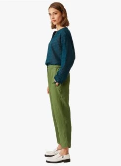 ELIAS - Rechte, Linnen, 7/8-broek | Groen -Wilson.NL 3985233