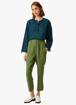 ELIAS - Rechte, Linnen, 7/8-broek | Groen -Wilson.NL 3985236