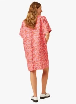 ELEANA - Linnen Overhemdjurk Met Bloemenprint | Rood -Wilson.NL 3985262