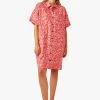 ELEANA - Linnen Overhemdjurk Met Bloemenprint | Rood