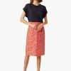 ELEN - Halflange, Linnen Rok Met Print | Rood