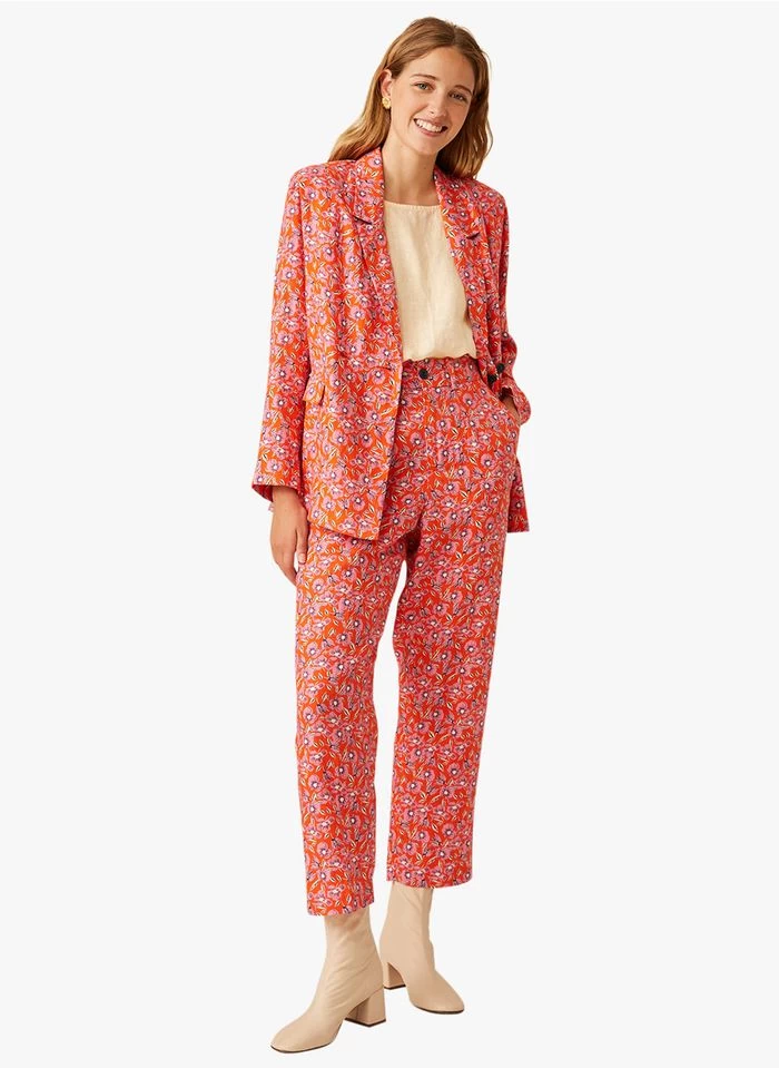 ELENIE - Linnen Blazer Met Bloemenprint | Rood 9 ELENIE - Linnen Blazer Met Bloemenprint | Rood - Image 7