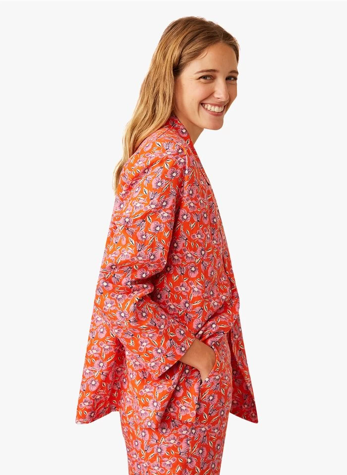 ELENIE - Linnen Blazer Met Bloemenprint | Rood 8 ELENIE - Linnen Blazer Met Bloemenprint | Rood - Image 6