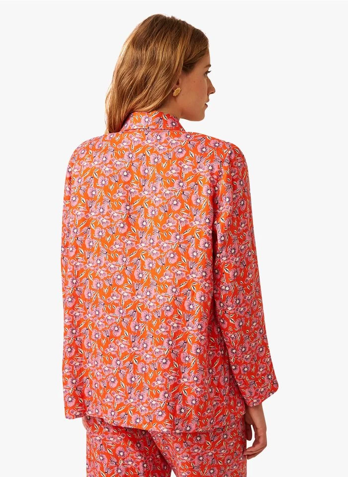 ELENIE - Linnen Blazer Met Bloemenprint | Rood 4 ELENIE - Linnen Blazer Met Bloemenprint | Rood - Image 2