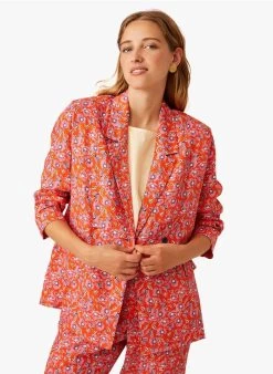 ELENIE - Linnen Blazer Met Bloemenprint | Rood 13 ELENIE - Linnen Blazer Met Bloemenprint | Rood -Wilson.NL 3985279
