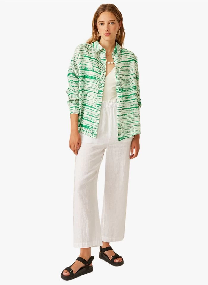 ERIC - Ruimvallende, Linnen Blouse Met Tie-dyeprint | Groen 9 ERIC - Ruimvallende, Linnen Blouse Met Tie-dyeprint | Groen - Image 7