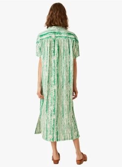 ERINE - Linnen Overhemdjurk Met Tie-dyeprint | Groen -Wilson.NL 3985287
