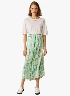 ERICKSON - Lange, Linnen Rok Met Tie-dyeprint | Groen