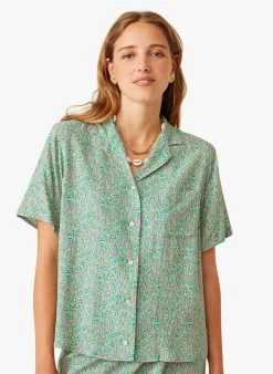 ESTELLE - Blouse Met Cubaanse Kraag En Print | Groen 11 ESTELLE - Blouse Met Cubaanse Kraag En Print | Groen -Wilson.NL 3985324