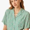 ESTELLE - Blouse Met Cubaanse Kraag En Print | Groen -Wilson.NL 3985326