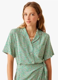 ESTELLE - Blouse Met Cubaanse Kraag En Print | Groen 10 ESTELLE - Blouse Met Cubaanse Kraag En Print | Groen -Wilson.NL 3985327