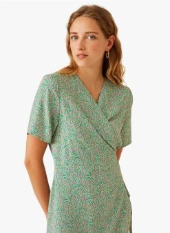 ESTELLIE - Wikkeljurk Met Print | Groen -Wilson.NL 3985331