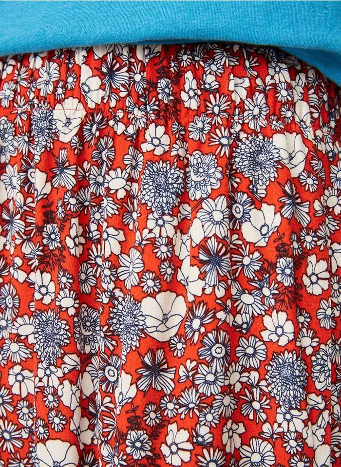 EVELY - Halflange Rok Met Print | Rood 5 EVELY - Halflange Rok Met Print | Rood - Image 3