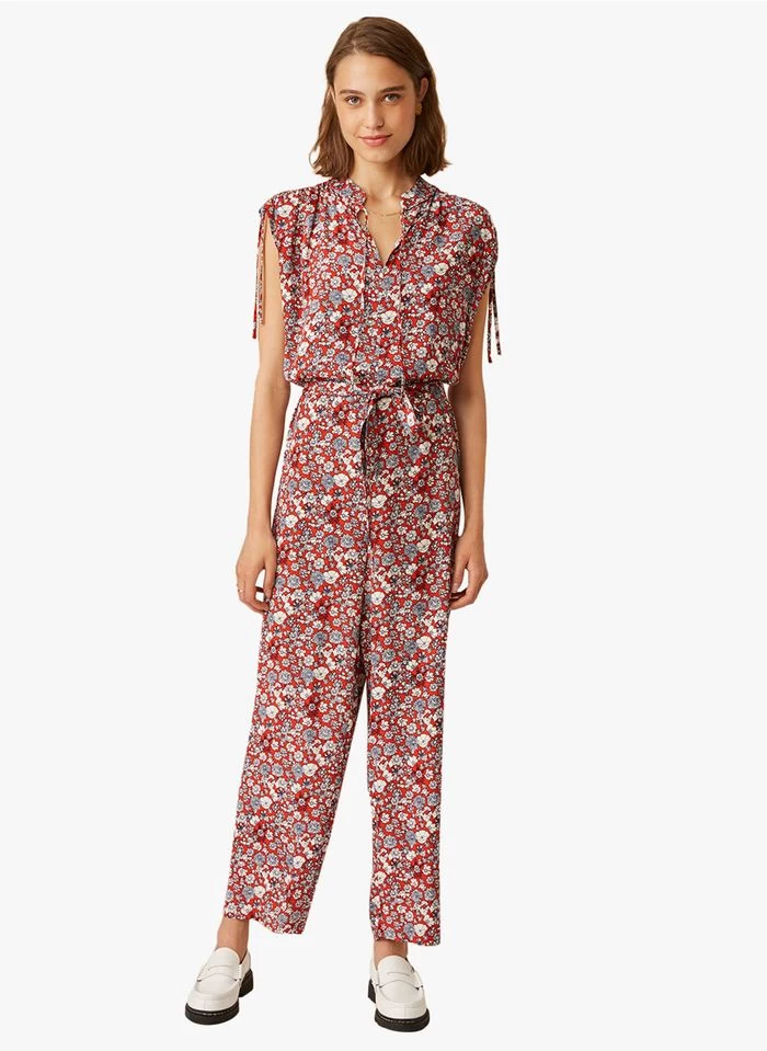 EVELINA - Jumpsuit Met Maokraag En Print | Rood 3 EVELINA - Jumpsuit Met Maokraag En Print | Rood