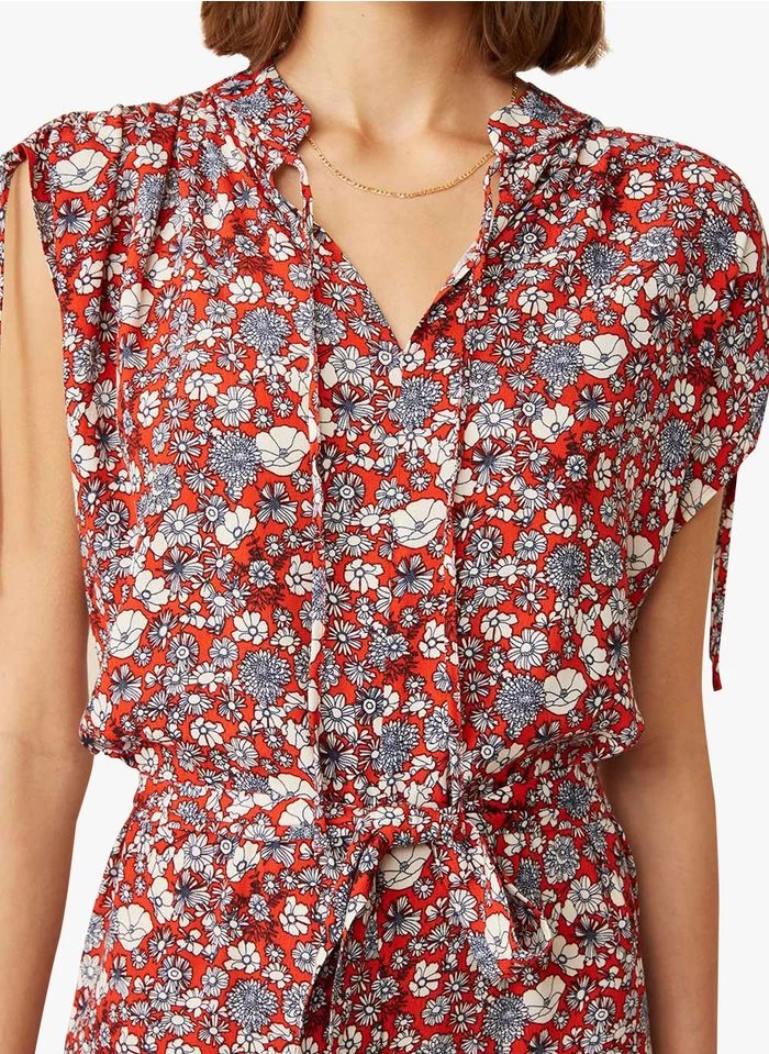 EVELINA - Jumpsuit Met Maokraag En Print | Rood 7 EVELINA - Jumpsuit Met Maokraag En Print | Rood - Image 5