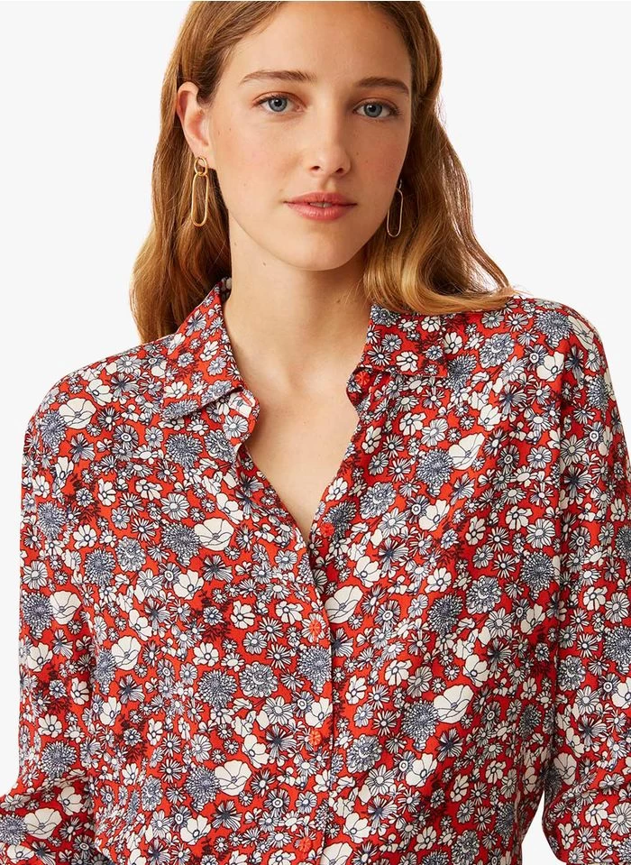 EVELYSE - Blouse Met Klassieke Kraag En Print | Rood 5 EVELYSE - Blouse Met Klassieke Kraag En Print | Rood - Image 3