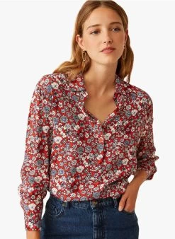EVELYSE - Blouse Met Klassieke Kraag En Print | Rood 13 EVELYSE - Blouse Met Klassieke Kraag En Print | Rood -Wilson.NL 3985373