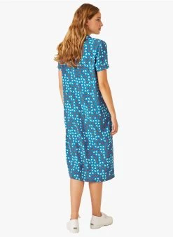 EUGENIE - Halflange Jurk Met Reverskraag En Print | Blauw -Wilson.NL 3985375
