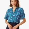 EUGENE - Blouse Met Klassieke Kraag En Print | Blauw -Wilson.NL 3985387