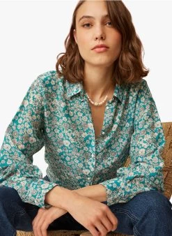 EVILIO - Soepelvallende Blouse Met Print | Blauw