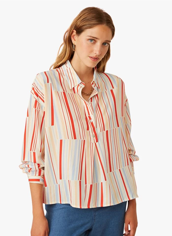 EOLIANA - Soepelvallende, Gestreepte Blouse | Veelkleurig 7 EOLIANA - Soepelvallende, Gestreepte Blouse | Veelkleurig - Image 5