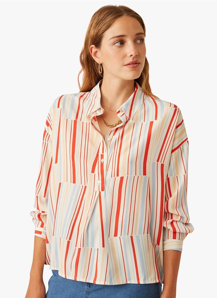 EOLIANA - Soepelvallende, Gestreepte Blouse | Veelkleurig 3 EOLIANA - Soepelvallende, Gestreepte Blouse | Veelkleurig